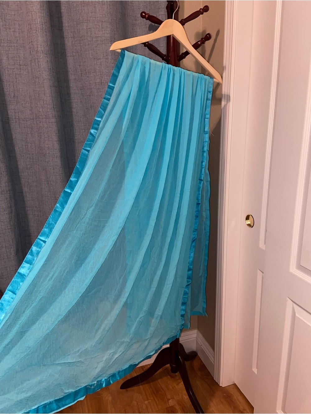 Turquoise Sheer Scarf Dupatta with Satin Trim